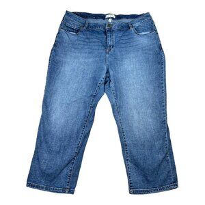 Lane Bryant Mid Rise Boyfriend Capri Flex Waistband‎ sz 18 Blue